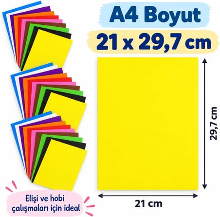 30 Adet A4 Renkli Elişi Kağıdı – 10 Farklı Canlı Renk, Her Renkten 3 Adet – 21 x 29,7 cm 80 gr – Kesme, Katlama, Hobi, Okul ve Sanat Etkinlikleri İçin