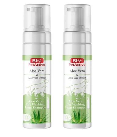 Bio PetActive Aloe-Vera Özlü Köpek ve Kedi Kuru Yıkama Köpük Şampuan 200 ML X 2 Adet