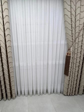 NİVEMESHOME YENİ SEZON GÜMÜŞ SİMLİ 3 BANTLI  1/3 PİLELİ TÜL PERDE APM