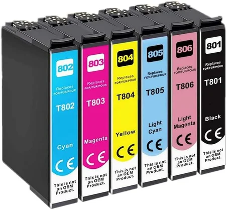 Epson ile uyumlu RX560 T0801-T0802-T0803-T0804-T0805-T0806 6 Renk Muadil Kartuş Seti 500 sayfa, PLP-90190