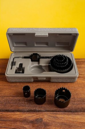 Titex Delik Açma Testere Seti, Ahşap Demiri Ağaç Delme, 19‑64 mm, Panç, Buat Açma Takımı, Kontrplak, Plastik, Alçıpan, MDF, İnce Alüminyum İçin Üstün Performans (11 Parça)