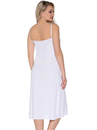 İP ASKILI FLAMLI / PAMUKLU UZUN KOMBİNEZON