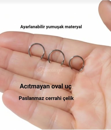 Deliksiz Çelik Sıkıştırmalı Halka Hızma, 3 Adet Set, Gümüş, Unisex Kulak Burun Piercingi