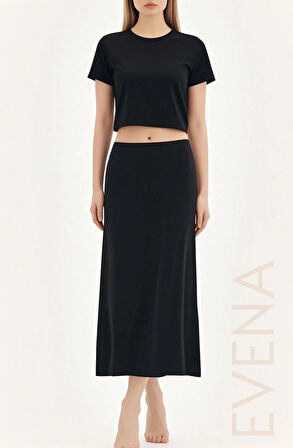 Kadın Penye Uzun Maxi Boy Etek Elbise Astarı Jüpon Kombinezon