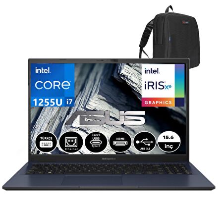 Asus Expertbook B1502CBA B1 Intel Core I7 1255U 16GB 256GB SSD Intel Iris Xe Graphic Fhd 15.6 Freedos Taşınabilir Bilgisayar BI78512B0D01+WEBLEGELSINÇANTA