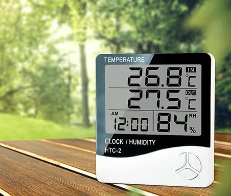 HTC-2 Saatli Dijital Termometre ve Nem Ölçer İç ve Dış Mekan Problu