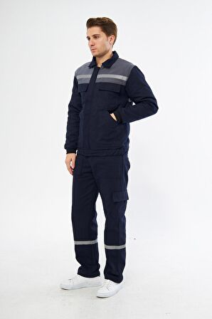 İş Takımı (Mont+Pantolon) Reflektörlü %100 Pamuk