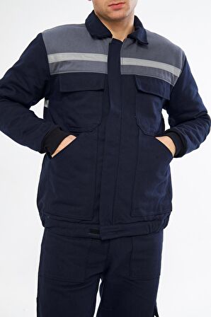İş Takımı (Mont+Pantolon) Reflektörlü %100 Pamuk