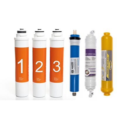 Sulook Waterlife Su Arıtma Cihazı Uyumlu Tak-Çevir 6'lı Filtre Seti, Vontron Membranlı
