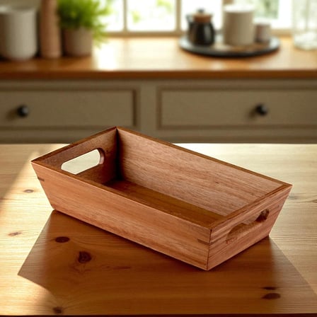 Akasya Ağacından Ekmek Sepeti - Doğal Ahşap Ekmeklik, Şık Ekmek Sunumluk (23x13x7cm) - Kahvaltı ve Sofralar İçin Servis Sepeti