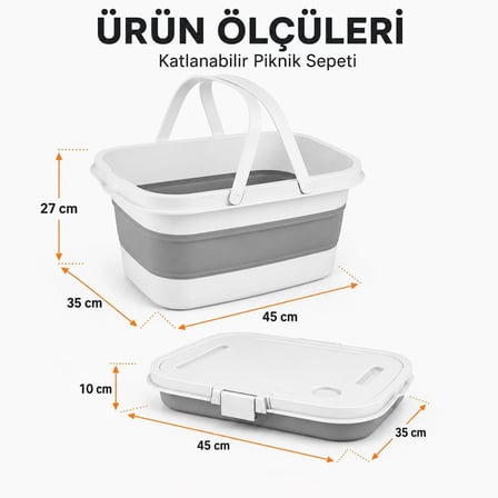 Katlanabilir Piknik Sepeti ve Mini Masa Seti 21 Litre Kapasiteli Ergonomik Taşıma Kulplu Katlanır Piknik Çantası Kamp Sepeti Çok Amaçlı Saklama Sepeti Taşınabilir Masa Piknik Organizeri