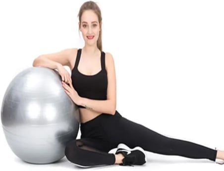 75 CM Pilates Topu Pompa Dahil, Tek Ebat, PLT3, Gri