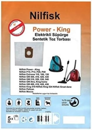Nilfisk Power King P10 P12 P20 P40 Toz Torbası 20 Adet