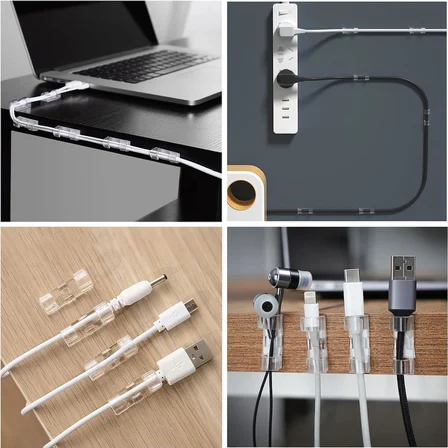 Yapışkanlı Kablo Klipsi Seti – Kablo Düzenleyici, Masaüstü ve Duvar için Kablo Tutucu, Kablo Sabitleyici – Ev Ofis Kablo Yönetimi, USB, Şarj, Ethernet, Fare için Uygun (40)