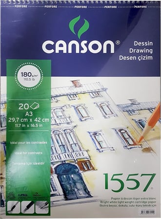 Canson 1557 Resim Ve Çizim Blok 180Gr A5 20Yp Üstten Spiralli Resim Defteri