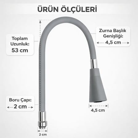 Esnek Spiral Musluk Başlığı, 360° Döner, Sıçrama Önleyici, Tasarruflu Su Akışı, Üniversal Uyumlu Lavabo ve Mutfak Batarya Ucu Aparatı, Kolay Montajlı Hareketli Musluk Uzatma Başlığı (Gri)