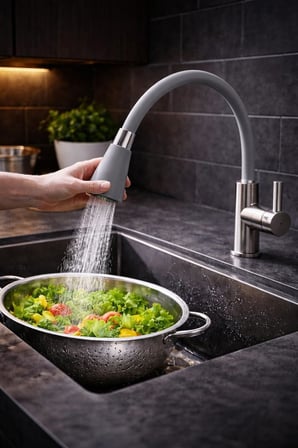 Esnek Spiral Musluk Başlığı, 360° Döner, Sıçrama Önleyici, Tasarruflu Su Akışı, Üniversal Uyumlu Lavabo ve Mutfak Batarya Ucu Aparatı, Kolay Montajlı Hareketli Musluk Uzatma Başlığı (Gri)