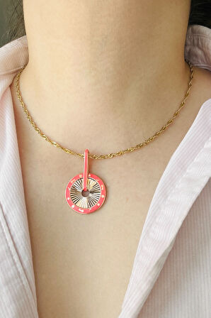 Pembe Gökyüzü İkonları Gold Kolye Ucu Charm | 925 Ayar Gümüş