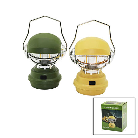 CAMPING LAMP ROBOT KAFA MODELİ FANUS KAMP - BAHÇE FENER USB ŞARJLI 3-KADEME IŞIK AYARI RENKLİ PLS. GL-628 (4172)