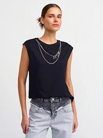 ZİNCİR DETAY B YAKA KISA KOL TSHIRT