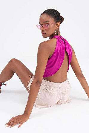 SATEN DEKOLTELİ BLUZ