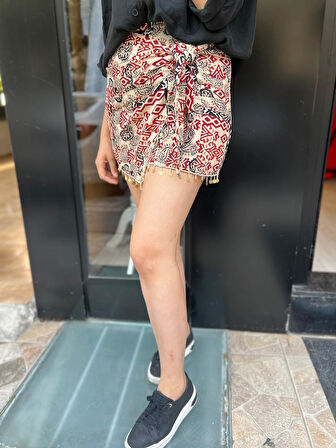 PULLU BAĞLAMA DETAYLI ETEK