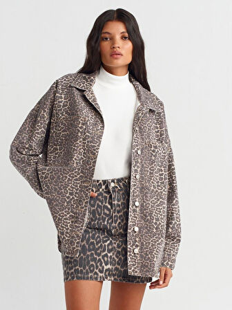 OVERSIZE LEOPAR DENİM GÖMLEK