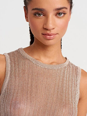 TRANSPARAN KOLSUZ TRİKO BLUZ