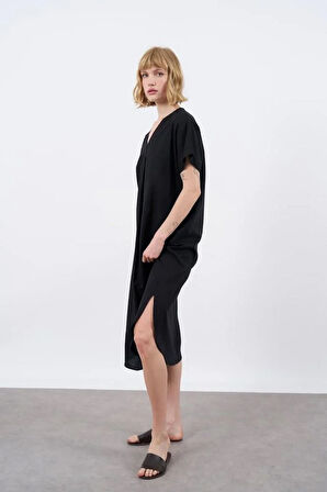 MİDİ BOY KETEN ELBİSE