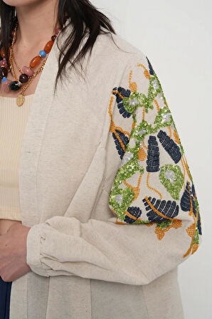 NAKIŞLI İŞLEMELİ KİMONO