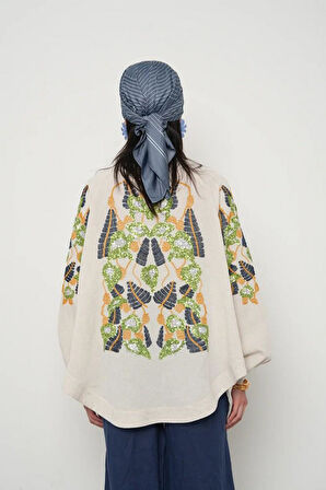 NAKIŞLI İŞLEMELİ KİMONO