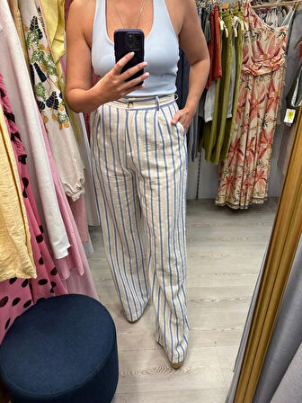 ÇİZGİLİ KETEN PANTOLON