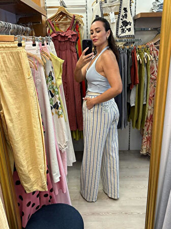 ÇİZGİLİ KETEN PANTOLON