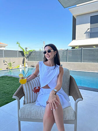 MÜSLİN KUMAŞ ŞORT ETEKLİ TAKIM