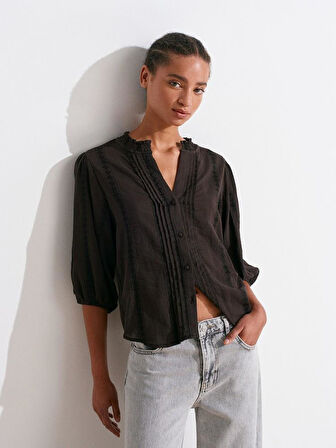 NERVÜR DETAYLI BALON KOL GÖMLEK