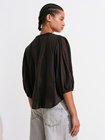 NERVÜR DETAYLI BALON KOL GÖMLEK