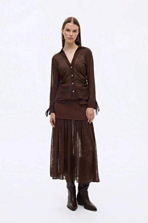 YANI DRAPELİ TÜL GÖMLEK