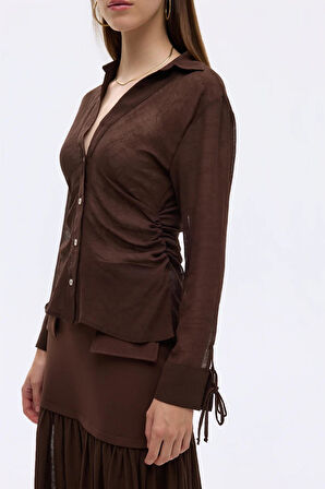 YANI DRAPELİ TÜL GÖMLEK