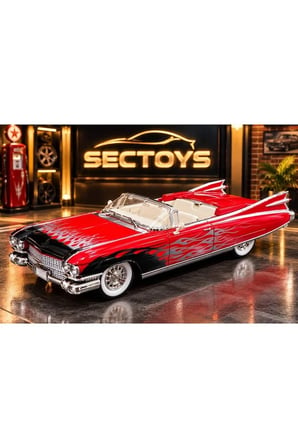 1959 Cadillac Eldorado Biarritz Convertible Diecast Model Araba Cadillac Eldorado Model Araba Kırmızı