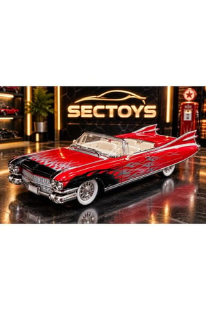 1959 Cadillac Eldorado Biarritz Convertible Diecast Model Araba Cadillac Eldorado Model Araba Kırmızı