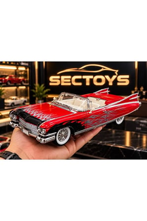 1959 Cadillac Eldorado Biarritz Convertible Diecast Model Araba Cadillac Eldorado Model Araba Kırmızı