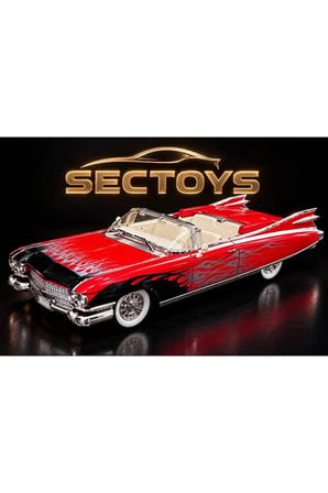 1959 Cadillac Eldorado Biarritz Convertible Diecast Model Araba Cadillac Eldorado Model Araba Kırmızı