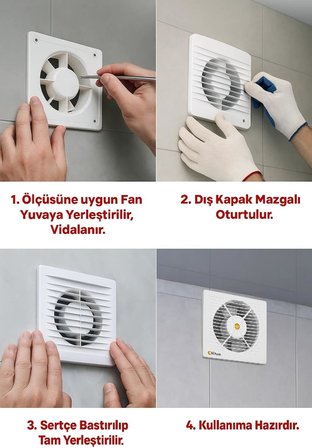 Hiva Banyo ve Tuvalet Aspiratörü, 90 M³/H Debi, 33 Db Sessiz, 15 W Enerji, IPX4 Su Sıçrama Korumalı, 230 V, 50 Hz, Duvar Tavan Uyumlu, Dekoratif, Beyaz Havalandırma Fanı (100 mm)