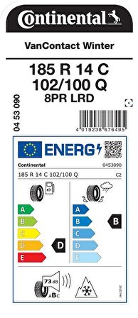 Continental 185 R14C 102/100Q VANCONTACT WINTER 8PR Hafif Ticari Kış Lastiği Üretim 2023