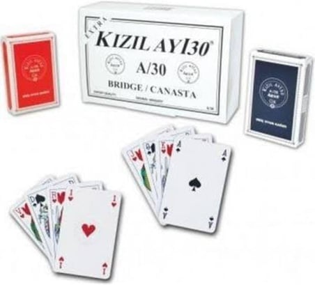A/30 Briç Iskambil Oyun Kağıdı, 12 Adet Set, 6 Mavi 6 Kırmızı