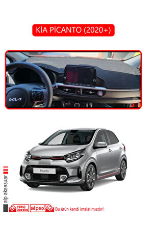 Kia Picanto 2020+ Torpido Koruma  Halısı -  Kırmızı Kenar