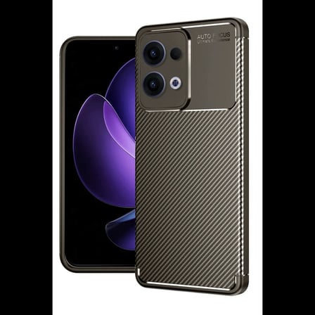 Oppo Reno 13 Pro Kılıf Auto Focus Karbon Kapak - Kahverengi