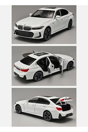 1:24 BMW 320İ Diecast Model Araba Sesli Işıklı Açılan Kapılar BMW 3 Serisi Model Araba Beyaz