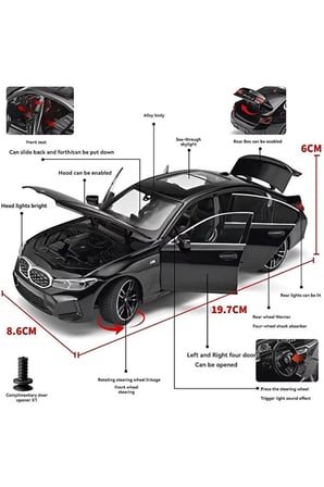 1:24 BMW 320İ Diecast Model Araba Sesli Işıklı Açılan Kapılar BMW 3 Serisi Model Araba Beyaz