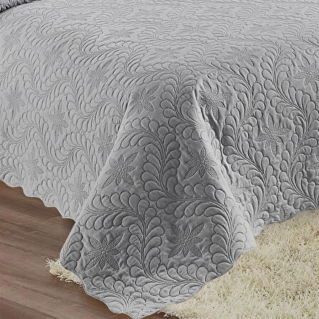 Reyo Home Lily Gri Microfiber Kapitone Çift Kişilik Yatak Örtüsü 23415